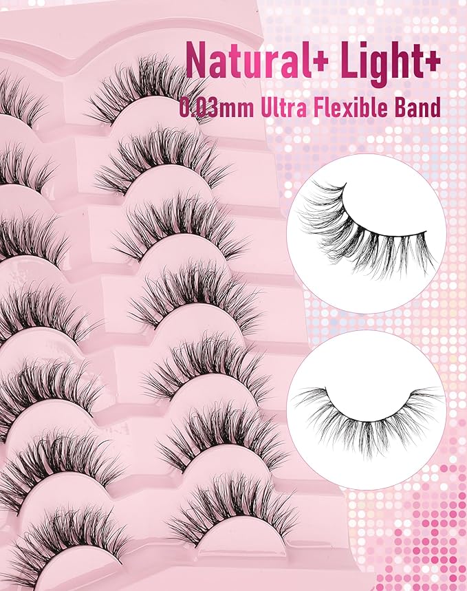 Frihappy Natural Lashes False Eyelashes Fake Lashes Natural Eyelashes Wispy Eyelashes Opening Eyes Effect 17mm Lashes 3D Air-Zoraaster