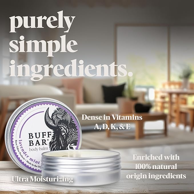 BUFF BAR Pure Bison Tallow Balm, Lemon Drop - Scents of Lemon, Orange, & Lemongrass - Body Butter, Hydrating, Naturally Derived, Replaces Lotion - For Dry, Rough Skin