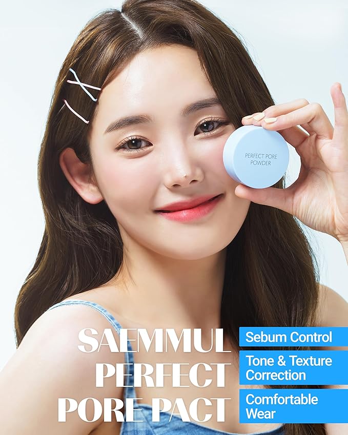 THESAEM Saemmul Perfect Pore Pact - Sebum Control Face Powder for Oil Absorption & Makeup Setting - Pore Blurring Pressed Compact Smooth Matte Finish- Korean Makeup Finishing Powder, 2 Pack