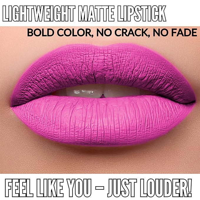 Long Lasting Lipstick with Lip Liner Combo | Waterproof & Transfer-Proof | Comfortable Hydrating with Shea Butter | Bold Pigment Matte Color Lip Stain | Talc-Free & Vegan Product that Performs | Pink