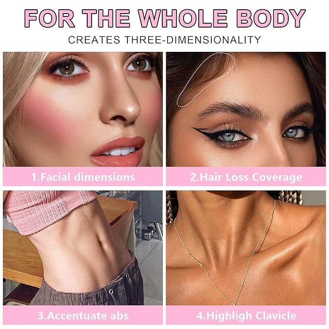 6 Colors Cream Contour Stick Makeup Kit, Shades with Highlighter Stick, Blush Stick and Double-End Bronzer Stick for Sculpt the Cheeks, Waterproof,Dewy & Matte Finish for Beginners (6 COLORS SET B)