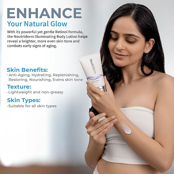 NEUTRIDERM Illuminating Body Lotion for Dry Skin, Aging Skin & Dark Spots – Retinol & Niacinamide Moisturizer for Women & Men – Vitamin-Rich Hydrating Cream for Even Tone, 4.2 oz