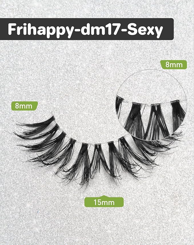 Frihappy Natural Wispy Mink Lashes - False Eyelashes 5 Pairs DM17, Includes Half Lashes Gift