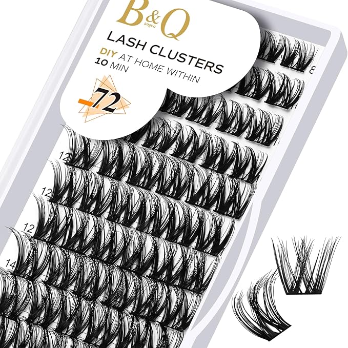 Lash Clusters B20 Mixed Tray Manga Lashes 72 Clusters Lashes B&Qaugen LASH DIY Eyelash Extensions C D Curl Wispy Spiky Eyelash Clusters Extensions Individual Lashes Cluster at Home (B20,D-8-16MIX)