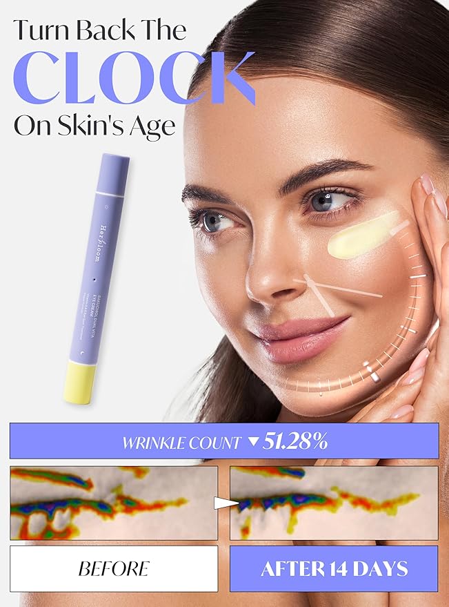 HERBLOOM Bakuchiol Night Care Eye Cream | Bakuchiol Dual Vita with Tinted Day Concealer | Korean EyeCream for Dark Circles Fine Lines 0.54 Fl Oz