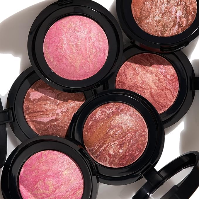 LAURA GELLER NEW YORK Baked Blush-n-Brighten Marbleized Blush for Cheeks - Raspberry Finish - Buildable Color