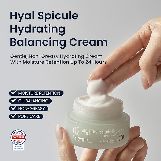 Hyal Spicule Hydrating Balancing Cream, 24-Hour Hydration & Sebum Control, Non-Greasy Face Moisturizer for Dry & Sensitive Skin, 1.69 fl oz | K-beauty Skincare