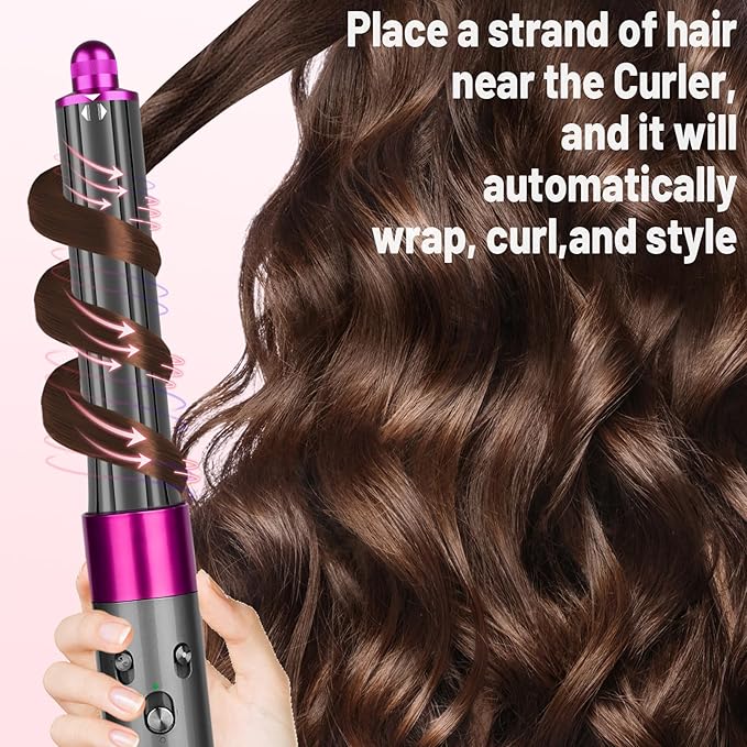 30mm/1.2 Inch Curling Barrel for Dyson Airwrap, Long Hair Curling Roller Barrels Compatible with Airwrap HS01/05, Self-Curling Replacement Attachment for Part No.971888-05, Rose