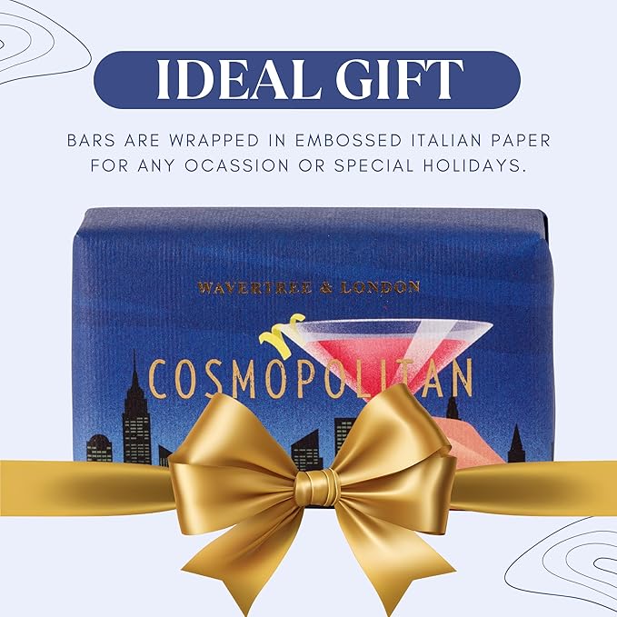 Wavertree & London Cosmopolitan Scented Natural Soap (8 Bars), 7oz Moisturizing French Triple Milled Soap Bars enriched with shea butter - Pure Plant Oil Bath & Body Bars for All Skin Types