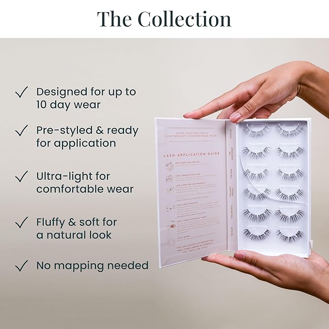 FlutterHabit Classic Collection Box, DIY Lash Extensions, Lash Clusters Kit, Up to 10 Day Wear, Natural & Classic Lashes, Salon Quality Eyelashes Extensions, 6 Sets of Lashes, No Lash Glue Included