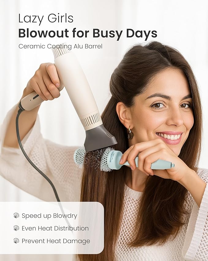 AIMIKE NaturaVol Round Brush for Blow Out, Round Hair Brush Nano Thermal Ceramic & Ionic Tech, for Blow Drying & Salon-like Styling at-home, Maximum Volume Shine -2.5”Overall Dia for Med Length Hair