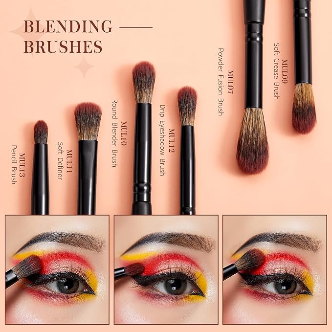 Jessup Eye Brushes Set, Vegan Makeup Brushes with Concealer Powder Eyeshadow Blending Eyeliner Spoolie Brush, 16pcs Premium Synthetic Black Cosmetic Brush T272