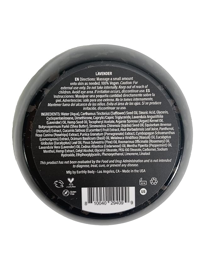 Earthly Body Premium Hemp Extract Daily Ultimate Cream - Menthol, Argan, Jojoba, Rosehips - Lightweight, Fast-Absorbing Moisturizing Topical Lotion with Essential Oils - Lavender, Single 5oz