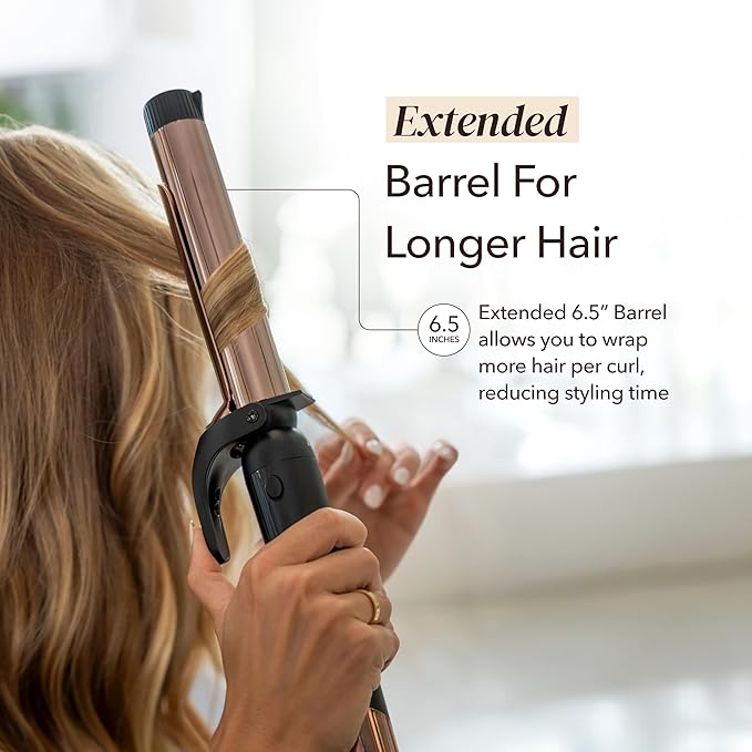 SRILabs CurlQ Curling Iron with 1.25 inch Extra Long Titanium Barrel, Ceramic Paddle Brush, and Thermal Brush with Rapid Heat Up, 12-Temperature Settings, and 360 Degrees Swivel Cord