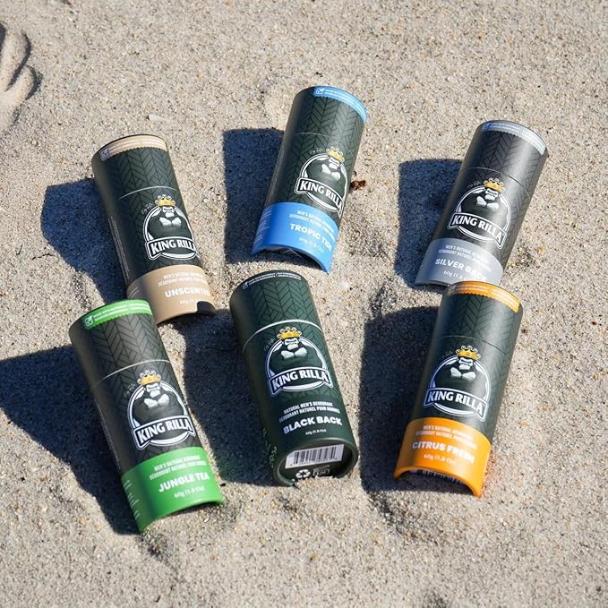 King Rilla Natural Deodorant for Men – Aluminum-Free, Vegan, Organic, Non-Toxic, Eco-Friendly Deodorant Stick – Long-Lasting Odor Protection – Made in USA (Jungle Tea)