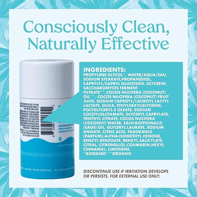 Kopari Aluminum Free Coconut Deodorant, Non Toxic & Clean Plant-Based, No Parabens or Baking Soda, Long Lasting Protection, Original & Charcoal 2 Pack