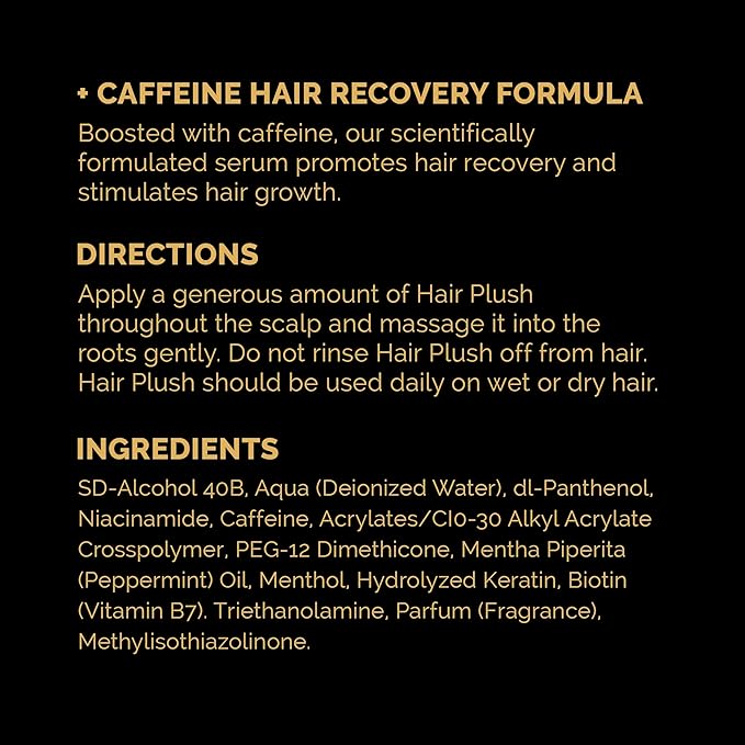 Hair Growth Serum 1.7 fl oz - Anti-Thinning Hair Regrowth - Hair Loss Treatments for Women and Men made with Biotin, Caffeine, Menthol, Niacinamide - Hair Plush by Ultrax Labs