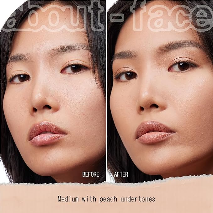 about-face THE PERFORMER Skin-Focused Foundation M1Peach – Medium Coverage, Long-Wear, Breathable & Buildable Base – Clean, Vegan, Hydrating Formula with Blue Agave & Chlorella – 1.08oz