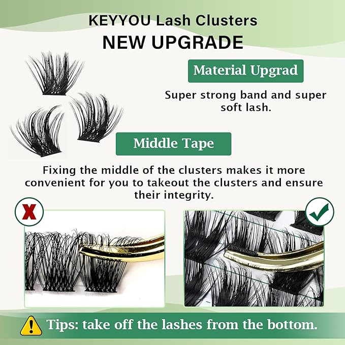 Lash Clusters 96pcs Individual Lashes Y22 D Curl 10-18MIX Eyelash Clusters KEYYOU Volume Wispy Lash Extension Soft&Comfortable Easy DIY at Home(Y22,D-10-18MIX)