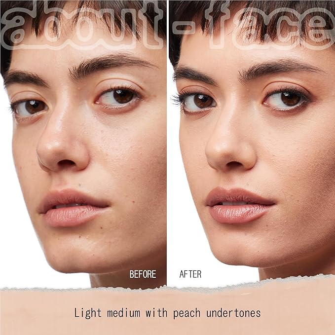 about-face THE PERFORMER Skin-Focused Foundation LM2Peach – Medium Coverage, Long-Wear, Breathable & Buildable Base – Clean, Vegan, Hydrating Formula with Blue Agave & Chlorella – 1.08oz