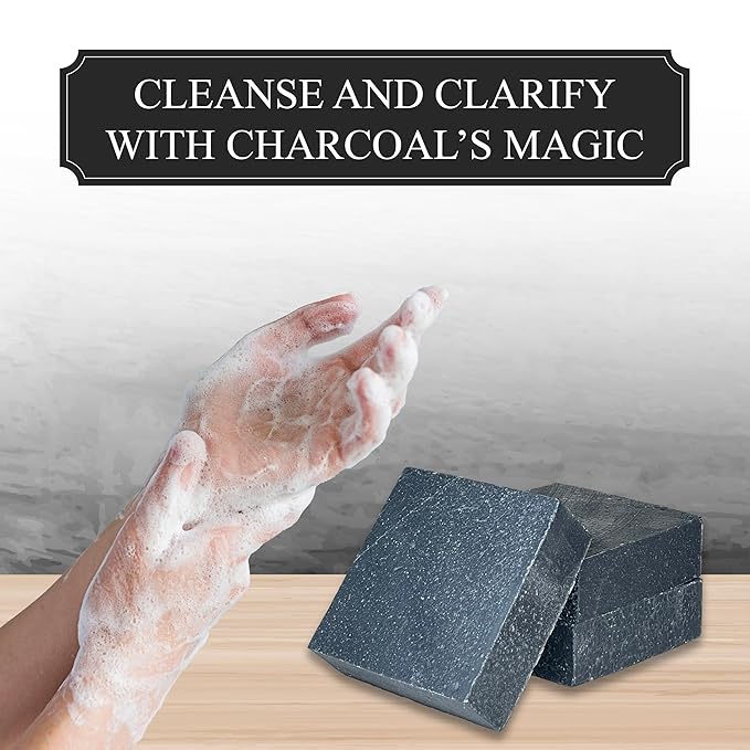Dr. Wally's Handcrafted Soap Charcoal Bar 5 oz, with Shea Butter and enrich with Olive Oil, All Natural - Cold process - 100% Handmade - Made in USA, pack of (3)