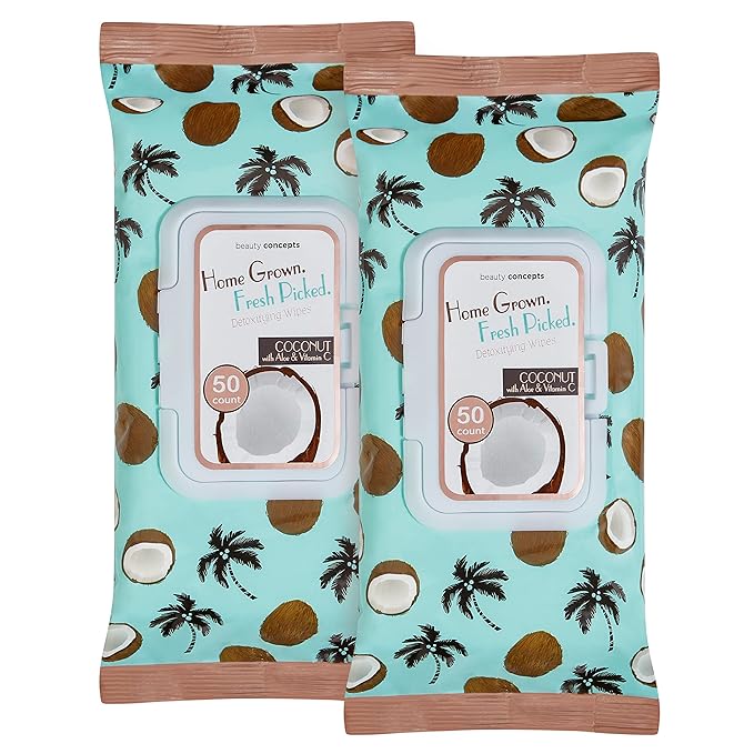 B.C. Beauty Concepts Makeup Remover Wipes – Gentle Facial Wipes for Easy Makeup Removal, 100 Count (Pack of 2), Coconut with Aloe & Vitamin C