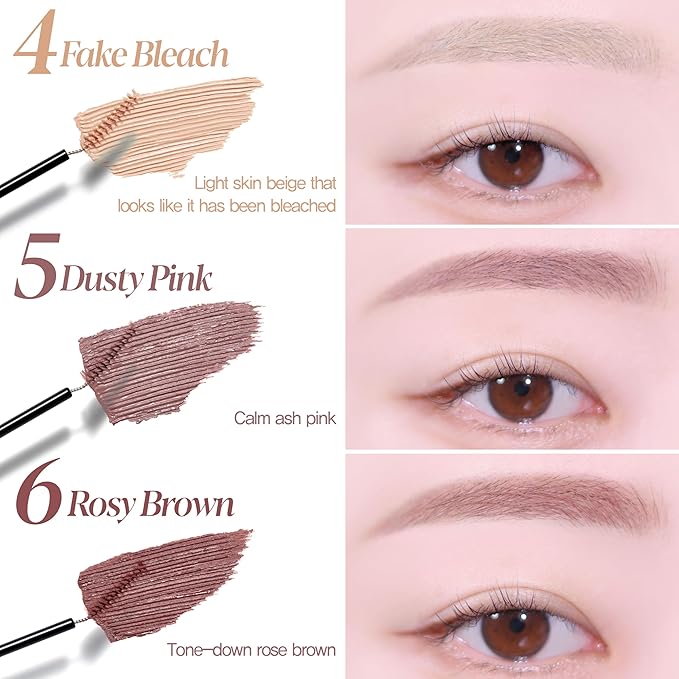 Espoir The Brow Color Fixing Cara #6 Rosy Brown 0.1 fl oz | Easy Fixing without Clumping | Long Lasting Smudgeproof Eyebrow Mascara | Soft Mood Coloring Tinted Gel | Korean Eye Makeup