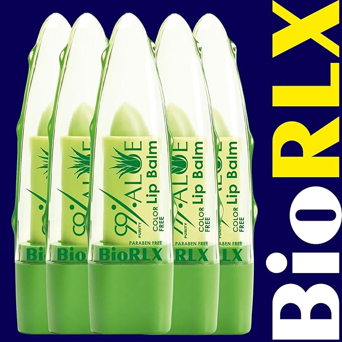 BioRLX 99% Purity Aloe Vera Lip Balm - Natural Moisturizing Unisex Lip Care for Hydrated and Radiant Lips (Aloe Vera - Color Free, 0.12 Ounce (Pack of 2))