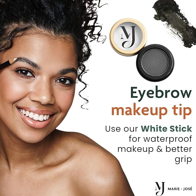 Marie-José Eyebrow Powder Soft Black - Ideal for those with Black Hair - Effortless All-Day Brow Beauty - Compact Size 0.10oz for Purse or Travel Size - Made in USA