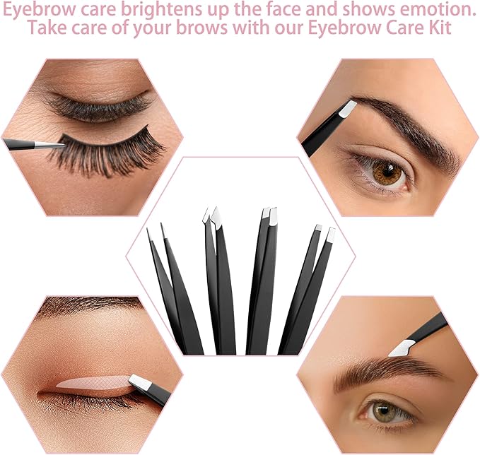 Eyebrow Trimmer 8-Pack - Eyebrow Tweezers Set - Eyebrow Shaping Kit for Women & Men With Razor, Brush With Comb, Pencil, and Scissors in Padded Case