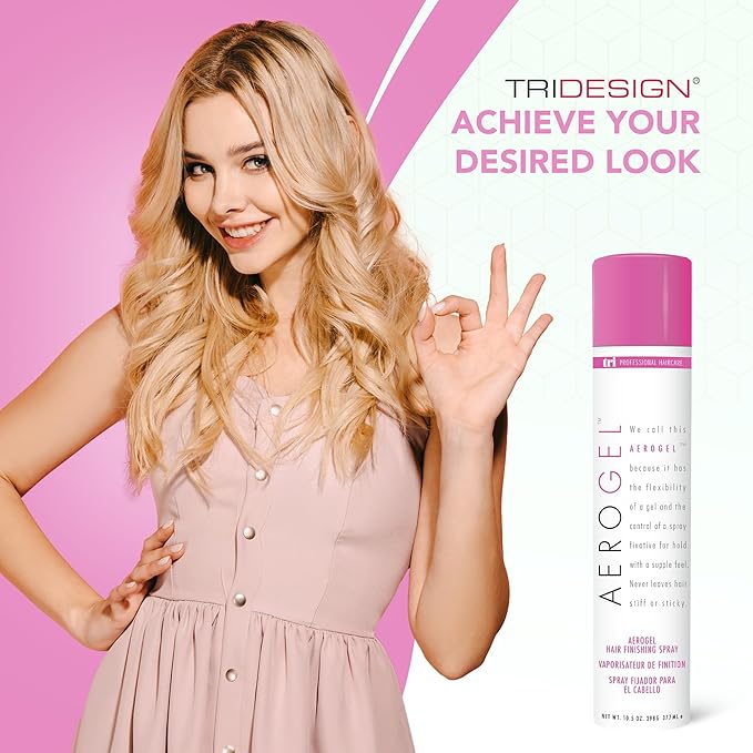 TRIDESIGN Aerogel Hairspray - Strong Hold Hair Finishing Spray for Volumizing & Control, Flexible Styling for All Hair Types, Non-Sticky and Scented - For Women and Men - Pack of 2 (10.5 Oz)