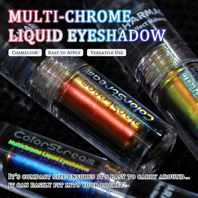 CHARMACY Liquid Duochrome Eyeshadow, Multi-Dimensional Eye Looks, Long Lasting Glitter Eye Shadow Sets Metallic Pigments, Quick Drying, Sparkling Shiny Eye Makeup for Beginners, 1.6g (#12)