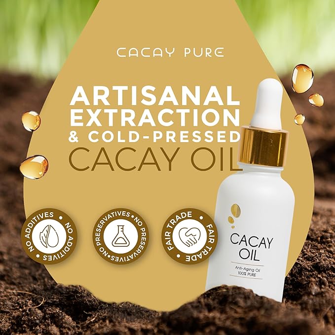 Cacay Pure Anti-Aging Oil – Natural Retinol Cacay Oil for Face, Hair, and Body | Organic Vitamin E Oil for Lip & Cuticle Care | Organic Face & Skin Oil Therapy (Cacay Oil + Spa Headband) (30ml)