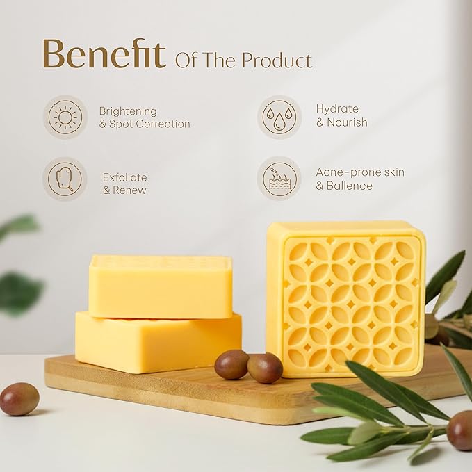Kojic Acid and Turmeric Soap Bar for Dark Spots – Natural Brightening Bar with Coconut & Olive Oil, Lemon, Shea Butter, Vitamin C&E – Cleansing Moisturizing Bath Soap (2Pack) + Loofah Bath Sponge