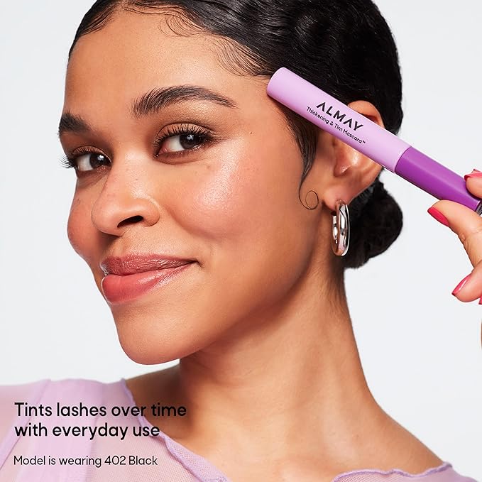 Almay Thickening & Tint Mascara, Instant Soft Full Volume, Conditions & Darkens Natural Lashes Over Time, No Flaking or Clumping, 402 Black, 0.28 fl oz