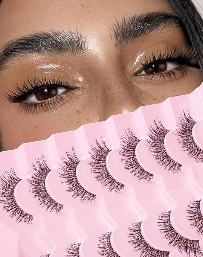 Frihappy Natural False Eyelashes Flared Wispy False Lashes Natural Look HA-17