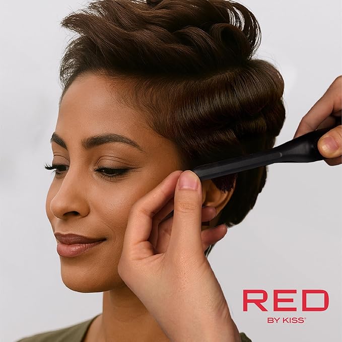 RED by KISS 2 Pcs Styling Set, 0.3” Ceramic Tourmaline Pencil Flat Iron & 4 Fl Oz Heat Protectant Spray with B5 & Keratin, for Edges, Tight Curls, Twist Styles & Frizz Control On Short Hair