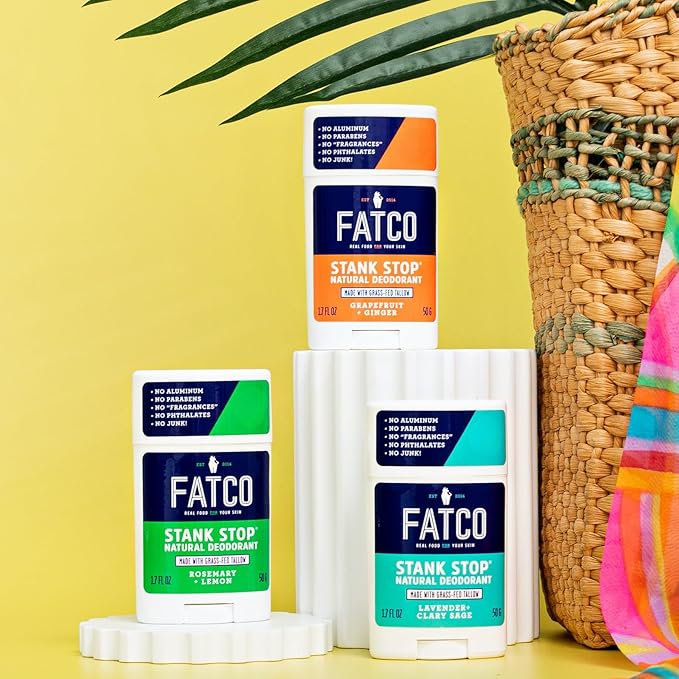 FATCO Stank Stop All Natural Deodorant with Tallow and Organic Coconut Oil – Lavender + Sage (1.7 oz)