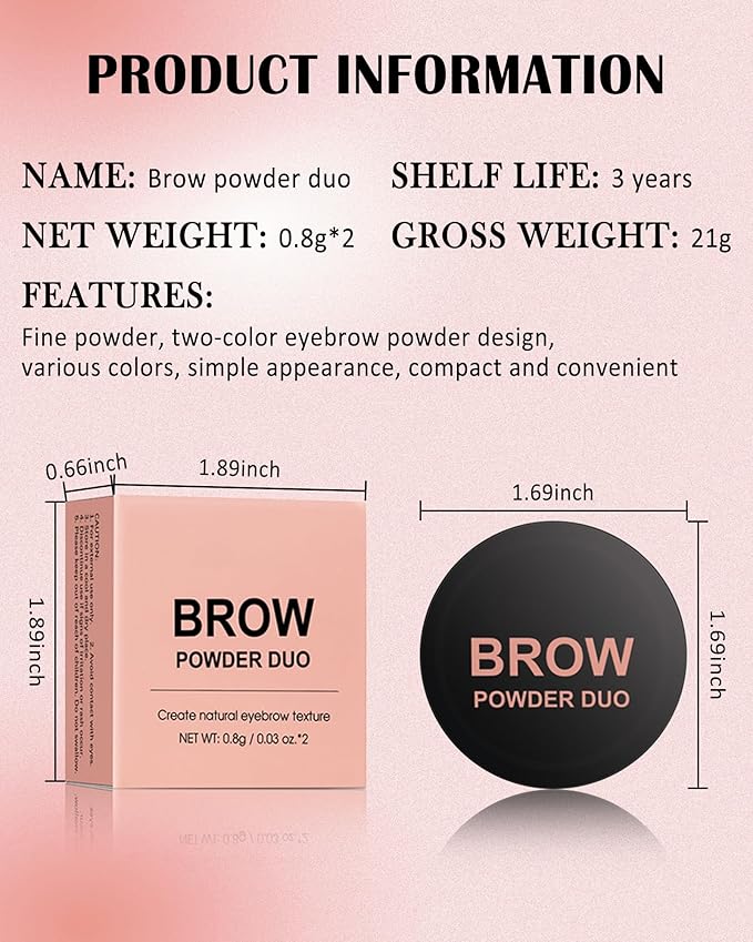 Eyebrow Powder Kit,Long Lasting Waterproof Light Dark Brown Duo Tint Eye Brow Filler,Enhance Define Brows,Eye Makeup Contour Powder Palette with Mirror Brow Tools,Mother's Day Gift for Women Girl-05
