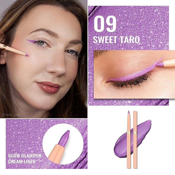 Oulac Purple Eyeliner Pencil, Waterproof Retractable Eye Liner Pen, Smooth and Creamy Eye Makeup for Precision Application Vegan & Cruelty-Free, 09 Sweet Taro