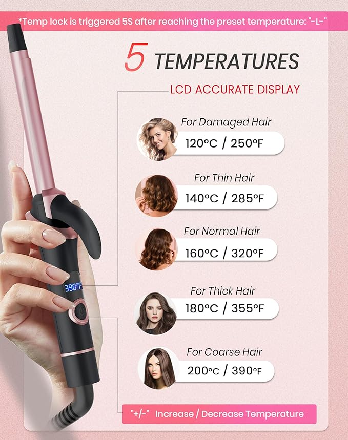 Ukliss Mini Curling Iron for Short Hair Dual Voltage Ceramic Travel Small Curling Iron 1/2 Inch Barrel Curler Portable with 30S Fast Heating, 5 Temps, Auto Shut-Off for Global (1/2'' Black)