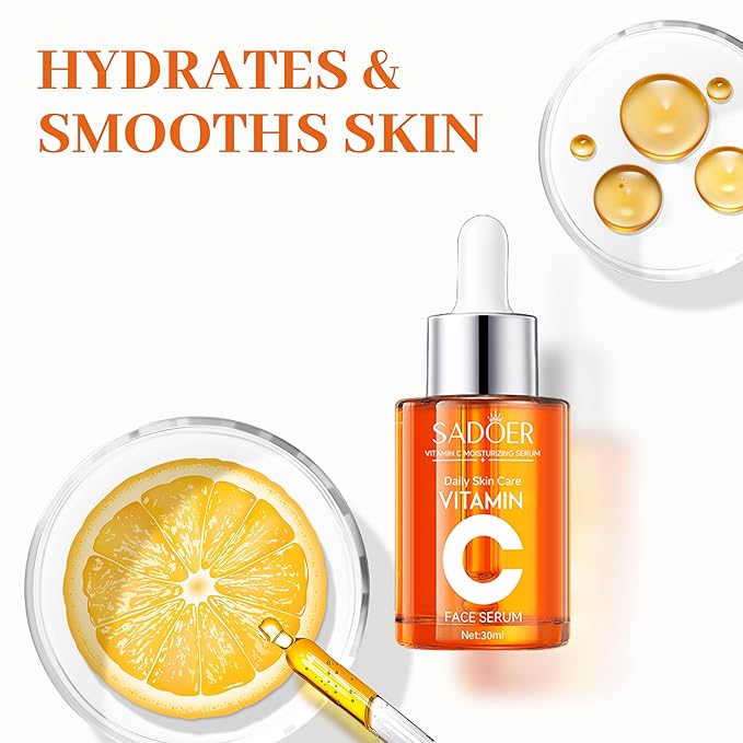 Vitamin C Skincare Set: 2x Face Serums & 1x Toner, 5X Vitamin C Complex with Hyaluronic Acid, Hydrating Facial Essence Toner & VC Serum to Refresh Skin & Improve Texture