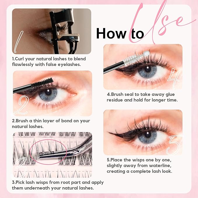 110Pcs Clear Band Lash Clusters 10-14mm Natural Look Cluster Eyelashes C Curl Resuable Invisible Band Individual Cluster Lashes(122)