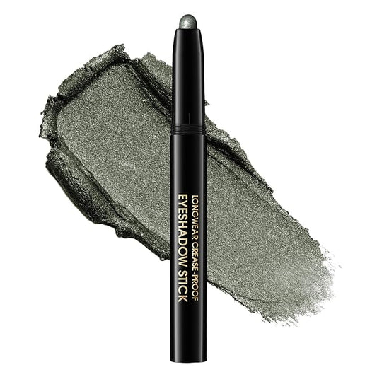 Eyeshadow Stick, Shimmer and Matte Cream Eye Shadow Brightener Sticks Eyeliner Pencil Crayon, Waterproof Long Lasting Eye Highlighter Stick Makeup,0.056 Oz(#4-Bottle Green)