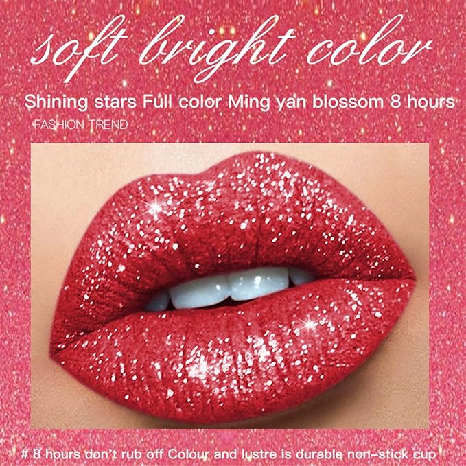 Classic Vivid Glitter Liquid Lipstick Set - 3PCS Diamond Shiny Waterproof Metallic Lip Gloss