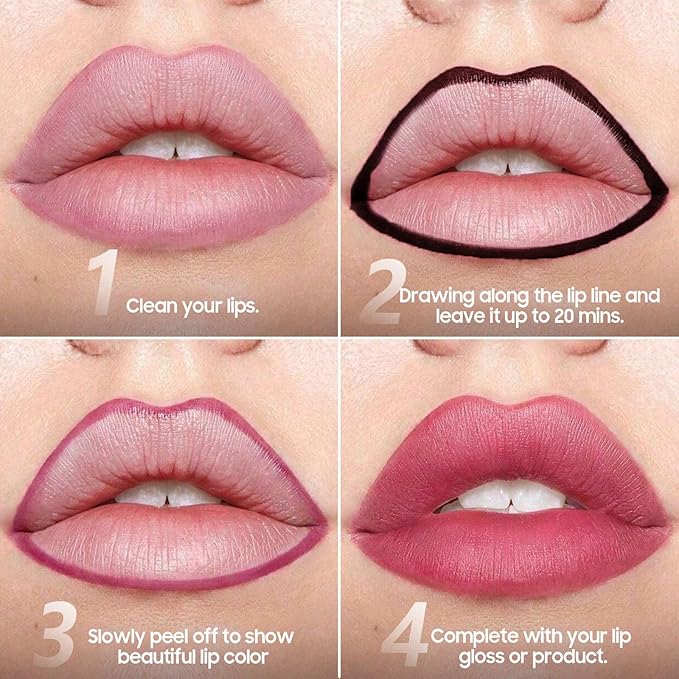 Peel Off Lip Liner Highly Pigmented - Lip Stain Long Lasting Waterproof for Women Girls, Lip Tint Stain Peel Non-Sticky & Smudge-Proof Easy to Use & Natural Finish (Cocoa)