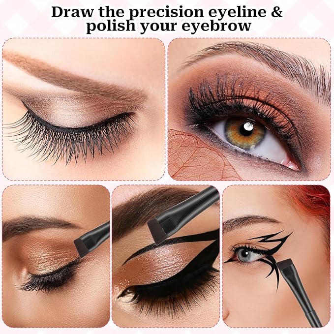 Makeup Artist Kit, 8 Pcs Angled Eyeliner Brush, Ultra Thin Precision Eyeliner Brush, Eyebrows Eyeshadows Makeup Brushes Set, Angled Brow Brushes, Professional Eye Make Up Tool