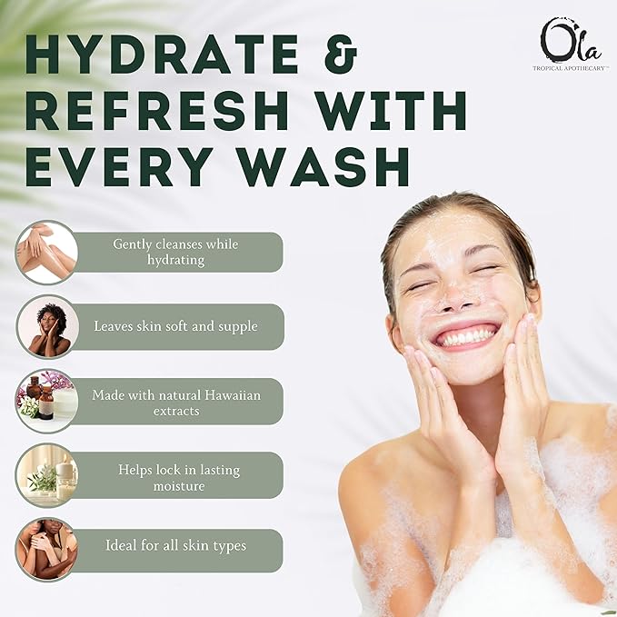 OLA TROPICAL APOTHECARY Coconut Body Wash with Pure Tropical Oils and Plant Extracts - 8 fl oz
