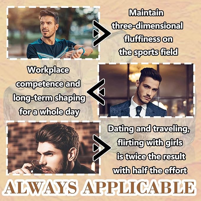 Mens Hair Styling Gel Kit with 2 Combs,Mens Grooming Fluffy Hair Salon Gels Wax Set,Moisturizing Long Lasting Non-Greasy Fast Build Hair Wax for Men