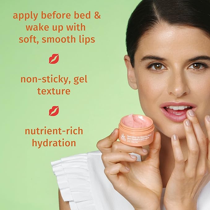 Hempz Hydrating Lip Sleeping Mask - Sweet Pineapple & Honey Melon (.95 Oz.) | Overnight Hydrating Lip Balm for Dry Lips, Lip Repair, Chapped Lip Treatment & Nourishment for Women
